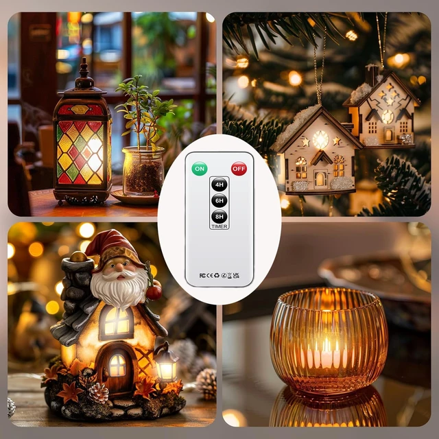 Alt view image 5 of 7 - Flameless LED Tea Lights Candles Remote Control Warm White 12 Pack | Battery Operated Realistic Flickering 200h Fake Electric Candles for Christmas Halloween Wedding Votive Home Decor