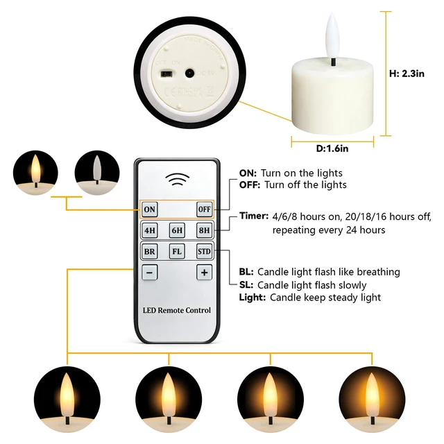 Alt view image 6 of 7 - Rechargeable Real Wax Tea Lights Flameless Candles with Remote Timer, LED Tea Lights Candles Battery Operated Tealights for Centerpiece Table Decorations, Anniversary, Halloween, Christmas (12 Pack)