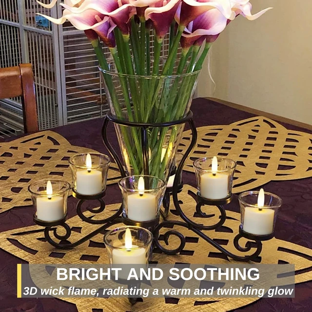 Alt view image 3 of 7 - 6-Pack Rechargeable Tea Lights Candles with Remote, 4H/6H Timer | Flameless Flickering Battery Operated LED Tealights, Recharge All 6 Together, for Pumpkins, Luminarias and Centerpieces