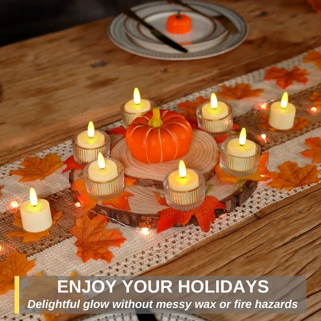 Alt view image 5 of 7 - 6-Pack Rechargeable Tea Lights Candles with Remote, 4H/6H Timer | Flameless Flickering Battery Operated LED Tealights, Recharge All 6 Together, for Pumpkins, Luminarias and Centerpieces
