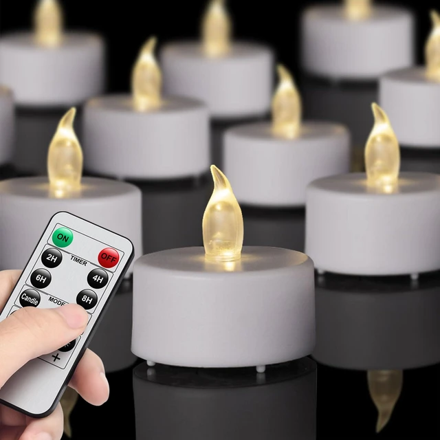 Main image of Flameless LED Tea Lights Candles 12 Pack Remote Control Warm White | Battery Operated Realistic and 3D Bright Flickering 300Hours for Seasonal Festival Celebration Table Home Decorations