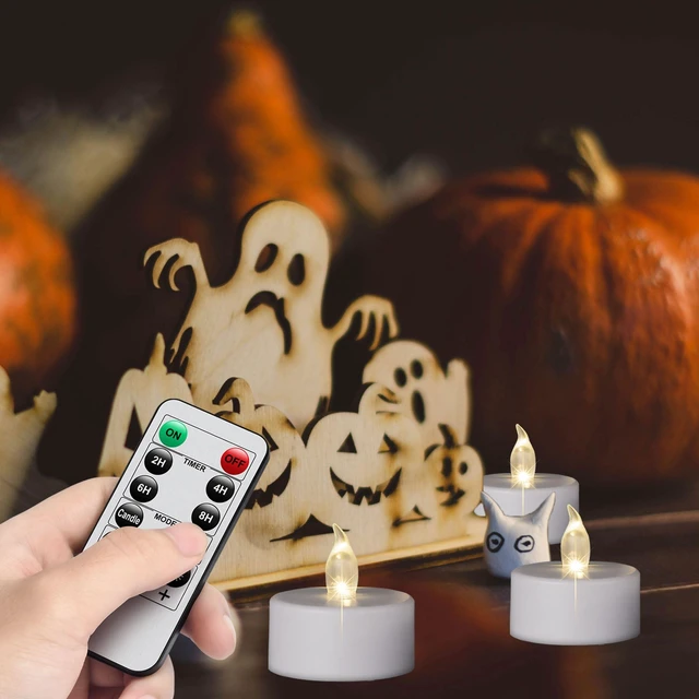 Alt view image 6 of 7 - Flameless LED Tea Lights Candles 12 Pack Remote Control Warm White | Battery Operated Realistic and 3D Bright Flickering 300Hours for Seasonal Festival Celebration Table Home Decorations