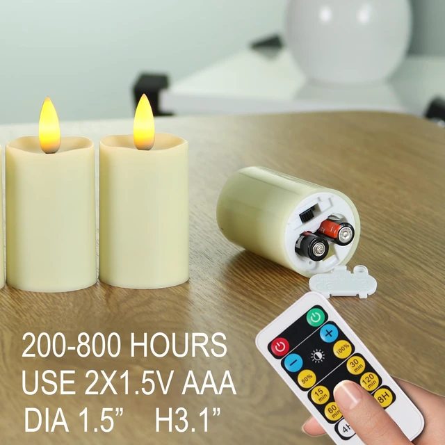 Alt view image 2 of 7 - max 800hours Use 2AAA Battery (not inluded) 12 Pack Flameless Tea Light with Remote Control, LED Flickering Votive Candles, Indoor Home Decor, Dia3.8CM* H8CM,