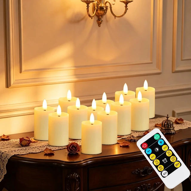 Main image of max 800hours Use 2AAA Battery (not inluded) 12 Pack Flameless Tea Light with Remote Control, LED Flickering Votive Candles, Indoor Home Decor, Dia3.8CM* H8CM,