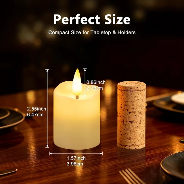 Alt view image 2 of 7 - Flameless Candles with Remote Timer, Rechargeable LED Tea Lights, 6 Pack | 100H Runtime, Flicker/Steady Modes, 2/4/6/8H Timer, Warm White Glow for Halloween Christmas Wedding Birthday Party Decor