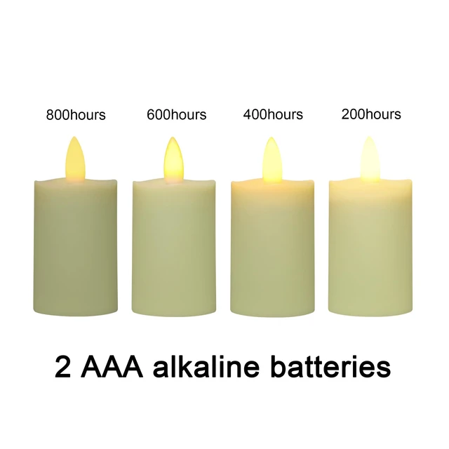 Alt view image 7 of 7 - max 800hours Use 2AAA Battery (not inluded) 12 Pack Flameless Tea Light with Remote Control, LED Flickering Votive Candles, Indoor Home Decor, Dia3.8CM* H8CM,