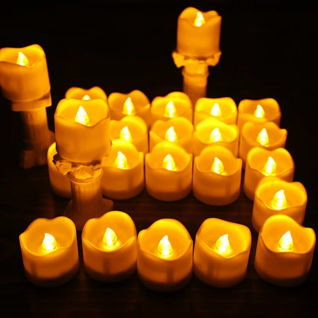 Alt view image 3 of 7 - Flameless Votive Candles with Remote Control,CR2450 Battery Operated Tea Light with Timer,Warm Yellow LED Candles for Christmas,Halloween,Home Decoration,Pack of 12