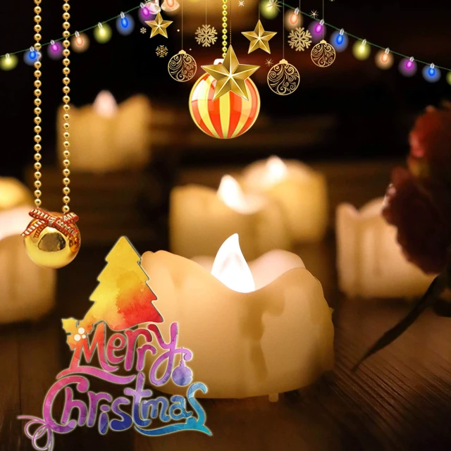 Alt view image 7 of 7 - Battery Operated Flameless Tea Lights Remote Timer Realistic Flickering Fake Electric LED Tealight Votive Candles Set Wedding Halloween Christmas Decorations Batteries Included 6 Pack