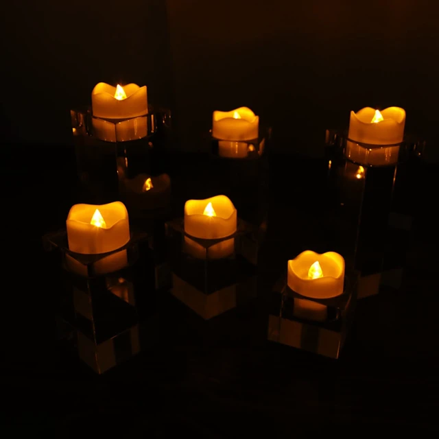 Alt view image 5 of 7 - Flameless Votive Candles with Remote Control,CR2450 Battery Operated Tea Light with Timer,Warm Yellow LED Candles for Christmas,Halloween,Home Decoration,Pack of 12