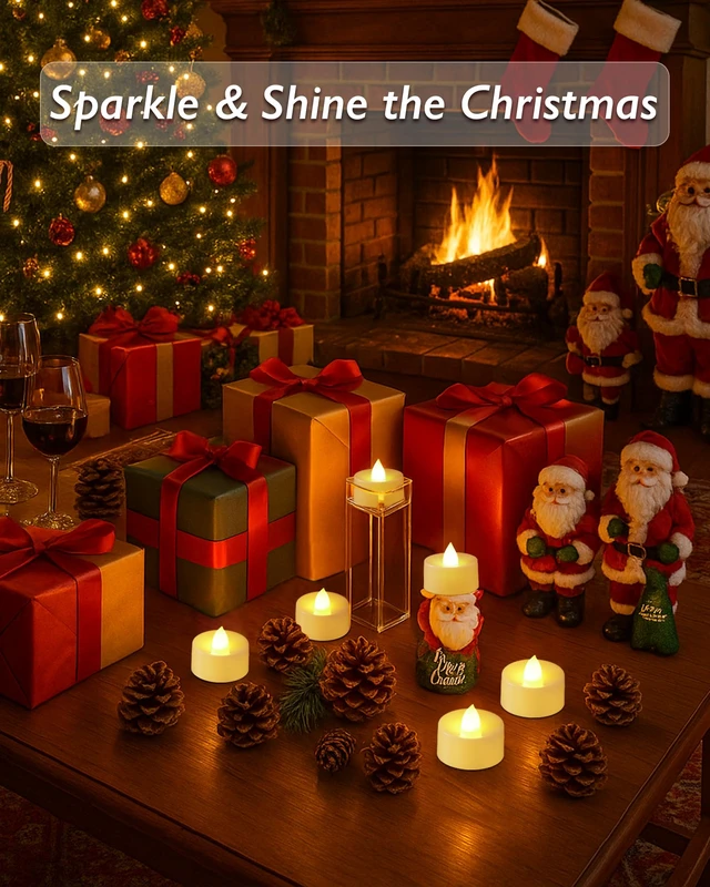 Alt view image 6 of 7 - Battery Operated Tea Lights with Timer, Flickering Votive Candle | 12 Pack 6H Timer Built-in, Flameless Tea Lights in Warm White for Wedding Party Halloween Thanksgiving Christmas Decorations