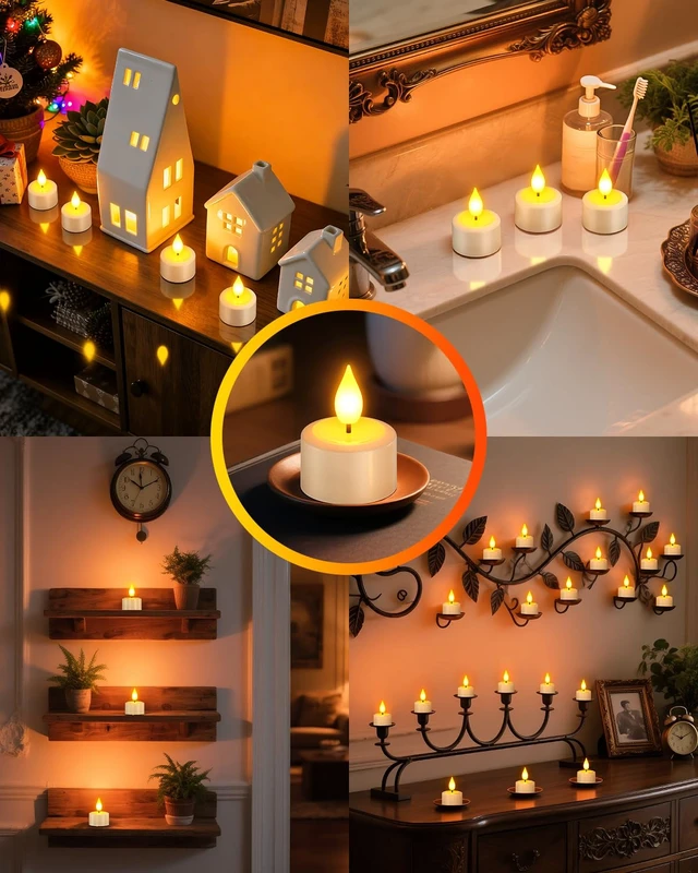 Alt view image 5 of 7 - Rechargeable Tea Lights with Remote & Timer, Charging Dock | LED Battery Operated Flickering Flameless, Electric Votive Tealights Candles, for Home Holiday Wedding Party Decor, 6 Pack