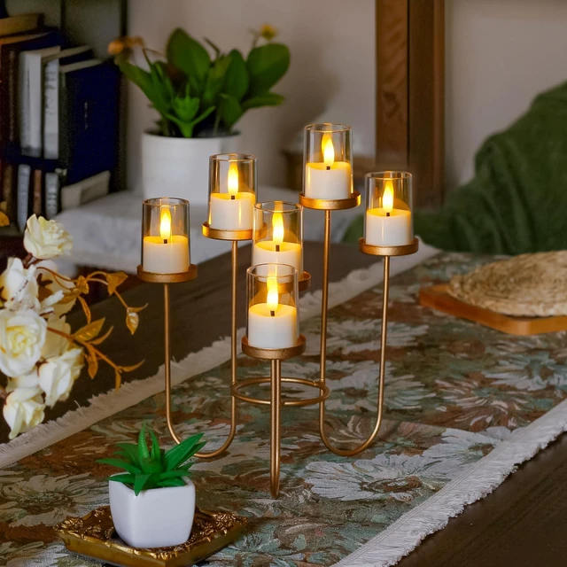 Alt view image 6 of 6 - 8pcs Battery Operated 1.7" x2.5" Clear Acrylic Remote LED Tea Lights, Flameless 2/4/6/8h Timer Fake Ivory Bulk Votive Candles with Batteries, Flickering Warm Light Pure Plastic Tealights
