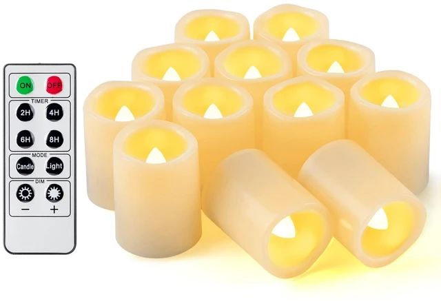 Main image of 10 PCS 2 Inch LED Flickering Flameless Votive Tea Lights with Remote Control, Battery Operated Timer Tealights for Christmas, Halloween Decorations (Batteries Included) 200 Hours