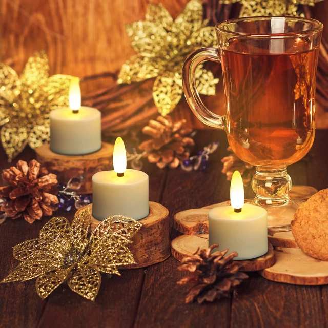 Alt view image 4 of 7 - USB Rechargeable 3D Wicks Tealights Candle Flameless Flickering Battery Operated with Remote Control & Timer Realistic Led Tea Lights for Halloween Christmas Home Decor (12 PCS,Rechargeable)