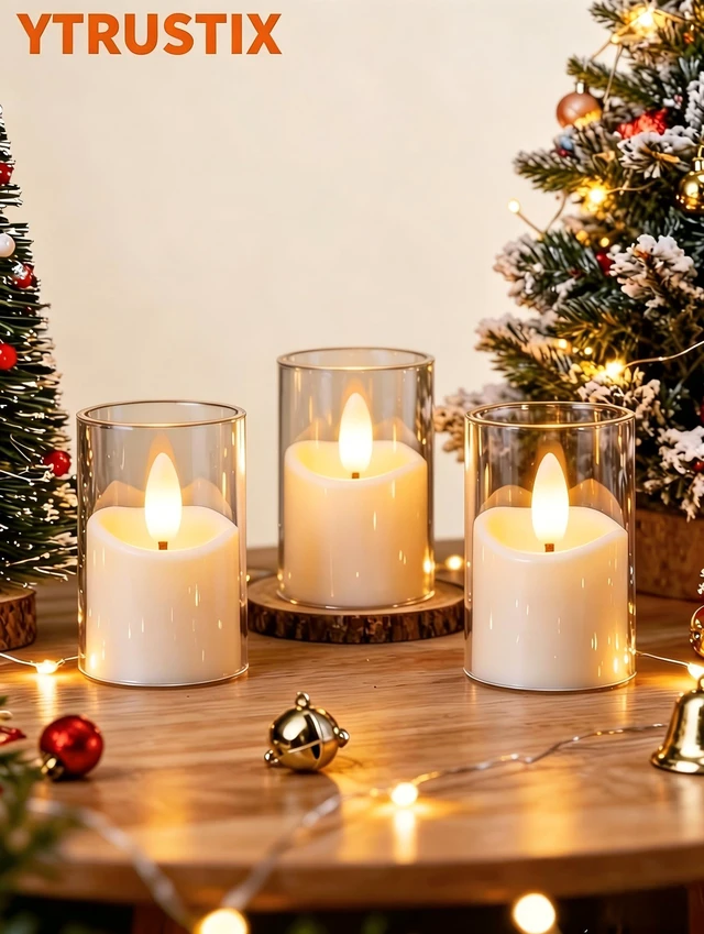 Alt view image 2 of 7 - Rechargeable Flameless Tea Light Candles with Timer Remote, 1.7"x2.5" Acrylic Small Votive Electric LED Candles Battery Operated for Halloween Christmas Wedding Decor (Pack of 6, White)