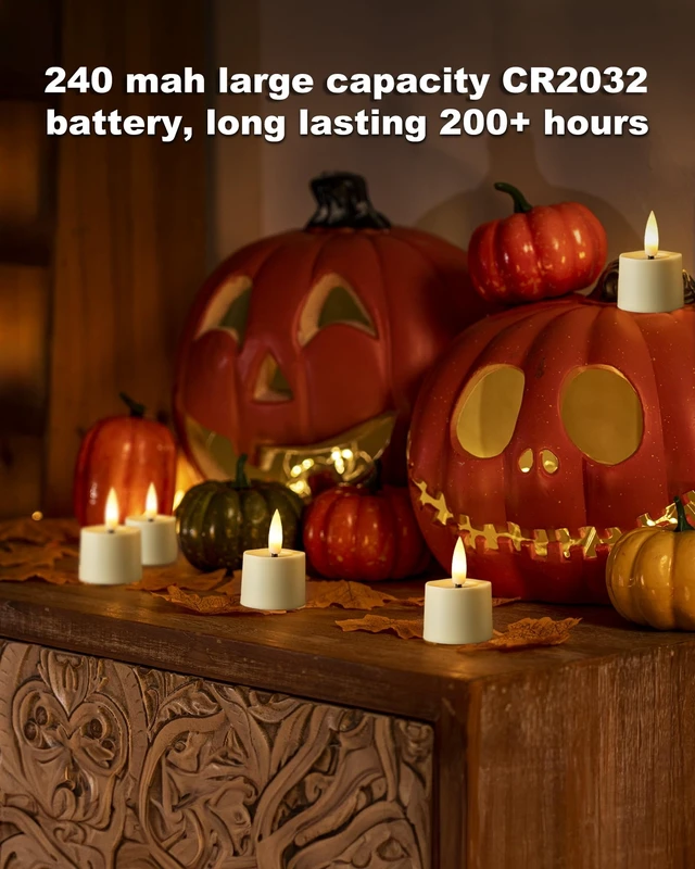 Alt view image 4 of 7 - 12Pack Timer Tea Lights Candles Battery Operated, Ivory Base | 6H Timer Built-in, Realistic 3D Flickering Flameless LED TeaLight Candles, Small Votive Fake Candle for Home Decor