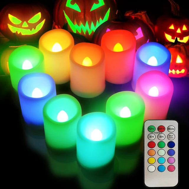 Main image of Multi Color Changing Votive Flameless Candles with Remote and Timer - Battery Operated Led Tea Light CandlesSet of 10 Colored Flickering Candles for Birthday, Wedding, Anniversary Easter Party Décor.