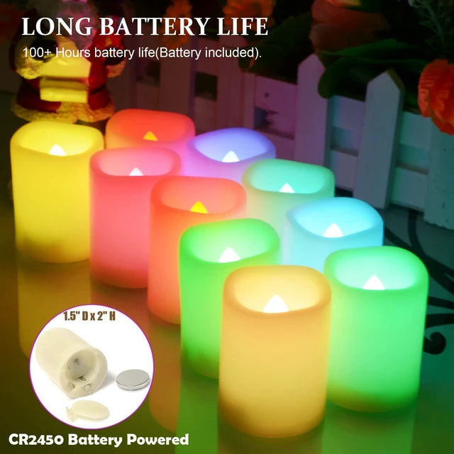 Alt view image 5 of 7 - Multi Color Changing Votive Flameless Candles with Remote and Timer - Battery Operated Led Tea Light CandlesSet of 10 Colored Flickering Candles for Birthday, Wedding, Anniversary Easter Party Décor.