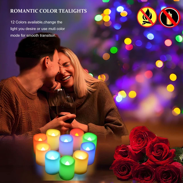 Alt view image 6 of 7 - Multi Color Changing Votive Flameless Candles with Remote and Timer - Battery Operated Led Tea Light CandlesSet of 10 Colored Flickering Candles for Birthday, Wedding, Anniversary Easter Party Décor.
