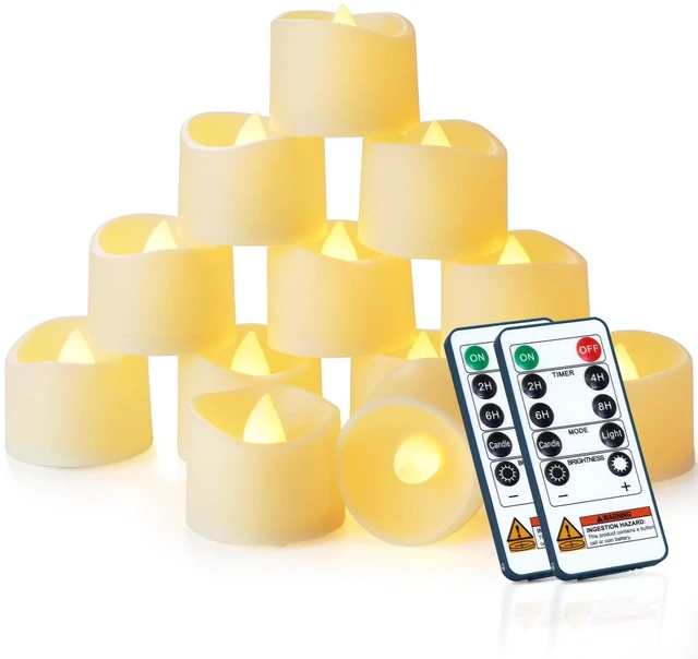 Main image of 24-Pack Remote Flameless LED Battery Tea Light Candles, 400+Hrs | 2/4/6/8H Timer Flickering Tealight Votives for Halloween Pumpkins, Christmas Decor, Weddings and Home Ambiance