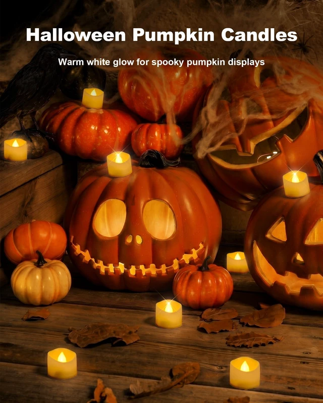 Alt view image 3 of 7 - 24-Pack Remote Flameless LED Battery Tea Light Candles, 400+Hrs | 2/4/6/8H Timer Flickering Tealight Votives for Halloween Pumpkins, Christmas Decor, Weddings and Home Ambiance