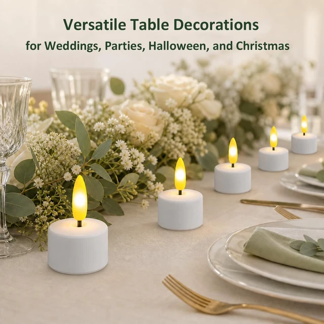 Alt view image 7 of 7 - Rechargeable LED Tea Lights with USB Charging Base & Remote Timer | Battery Operated Flameless Flickering Votive Candles for Weddings, Emergency, Halloween, and Christmas Decorative 12pcs