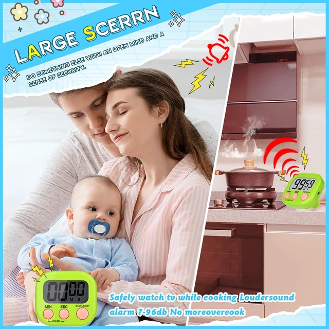 Alt view image 3 of 7 - Digital Timers for Classroom Kids Kitchen Timers for Cooking 12 Pc | Magnetic, Kickstand, Hanging, Easy to View, Loud Alarm,Count Down,Classroom Timer for Teacher Supplies Study Work Sport Games