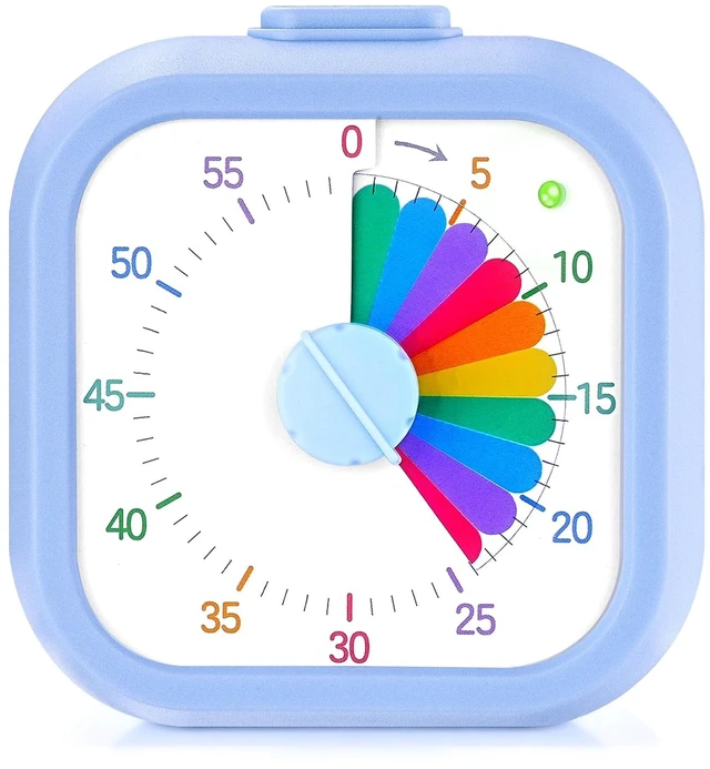 Main image of Visual Timer for Kids, 60 Minute Time Digital Pomodoro Timer Countdown with Silent Pause Function for Classroom Kitchen Study Cooking Meetings ADHD Rainbow Pattern(Blue)