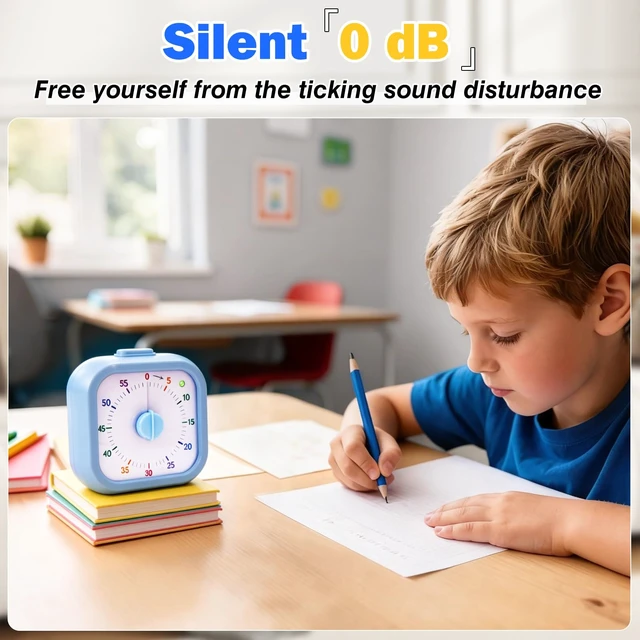Alt view image 2 of 7 - Visual Timer for Kids, 60 Minute Time Digital Pomodoro Timer Countdown with Silent Pause Function for Classroom Kitchen Study Cooking Meetings ADHD Rainbow Pattern(Blue)