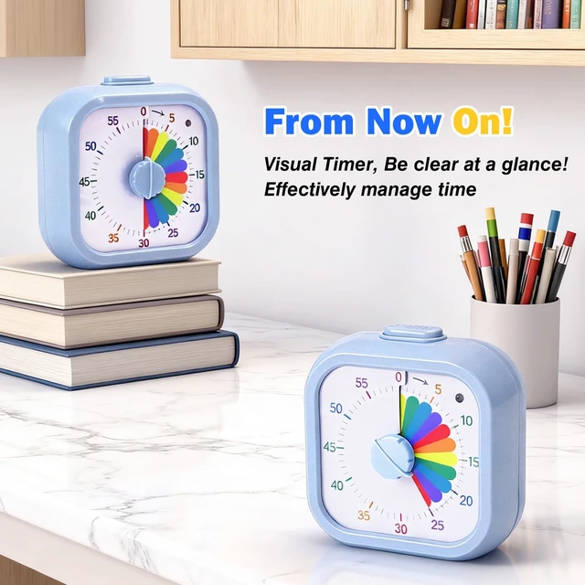 Alt view image 7 of 7 - Visual Timer for Kids, 60 Minute Time Digital Pomodoro Timer Countdown with Silent Pause Function for Classroom Kitchen Study Cooking Meetings ADHD Rainbow Pattern(Blue)