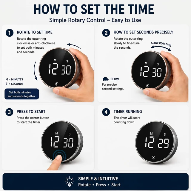 Alt view image 3 of 6 - Magnetic Digital Timers, Digital Countdown Kitchen Timer,Digital Cooking Timer for Seniors, Adult and Kids to Use,Battery Powered, Silent Movement (Silver)