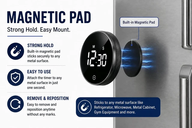 Alt view image 5 of 6 - Magnetic Digital Timers, Digital Countdown Kitchen Timer,Digital Cooking Timer for Seniors, Adult and Kids to Use,Battery Powered, Silent Movement (Silver)