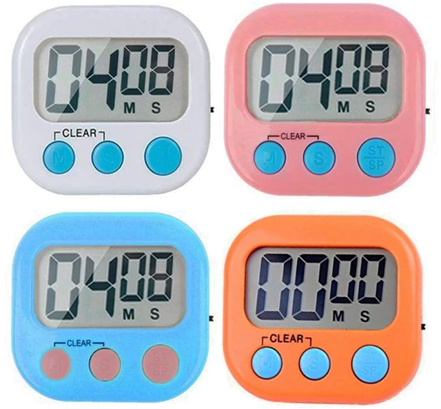 Main image of Digital Kitchen Timer, Big Display Screen, Loud Alarm, Strong Magnetic Backing Stand, Cooking Baking Kids Classroom Teacher Game Timers, Minute Seconds Count Up Countdown and Simple Operation(4 Pack)