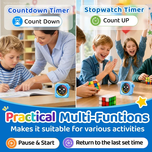 Alt view image 6 of 7 - Visual Timer for Kids ADHD, 99-Mins Digital Countdown/Stopwatch Timer, Blue | Time Management Tool for Autism Homeschool Study Teaching, Classroom Camlming Corner, Productivity Timer, Colorful Display