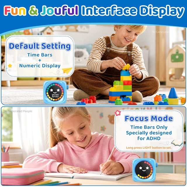Alt view image 4 of 7 - Visual Timer for Kids ADHD, 99-Mins Digital Countdown/Stopwatch Timer, Blue | Time Management Tool for Autism Homeschool Study Teaching, Classroom Camlming Corner, Productivity Timer, Colorful Display