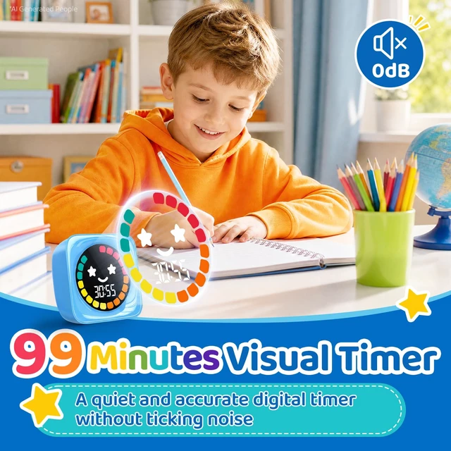 Alt view image 3 of 7 - Visual Timer for Kids ADHD, 99-Mins Digital Countdown/Stopwatch Timer, Blue | Time Management Tool for Autism Homeschool Study Teaching, Classroom Camlming Corner, Productivity Timer, Colorful Display