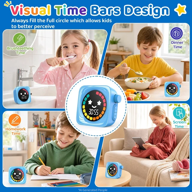 Alt view image 5 of 7 - Visual Timer for Kids ADHD, 99-Mins Digital Countdown/Stopwatch Timer, Blue | Time Management Tool for Autism Homeschool Study Teaching, Classroom Camlming Corner, Productivity Timer, Colorful Display