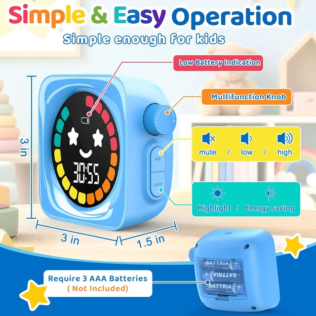 Alt view image 2 of 7 - Visual Timer for Kids ADHD, 99-Mins Digital Countdown/Stopwatch Timer, Blue | Time Management Tool for Autism Homeschool Study Teaching, Classroom Camlming Corner, Productivity Timer, Colorful Display