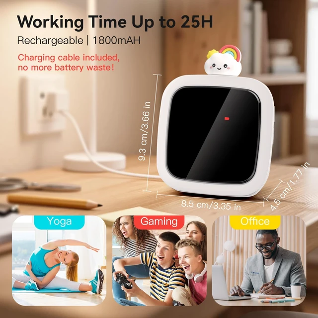 Alt view image 5 of 7 - Digital Visual Timer for Kids, 99-Minute Countdown, Rechargeable | 19 Music Alarm, Pause Function, 9 Optional DIY Color Star Display, Rainbow Doll, for Study, Homeschool, Kitchen