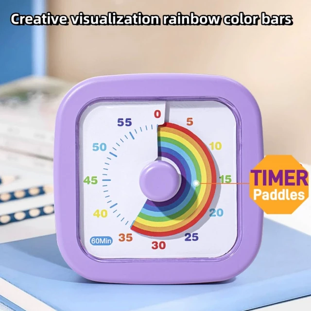 Alt view image 7 of 7 - Kids Visual Timer Cute Rainbow - 60 Minute Countdown Timer Time Management for Kids and Adults, Timer for Cooking Classroom Meeting (Purple)