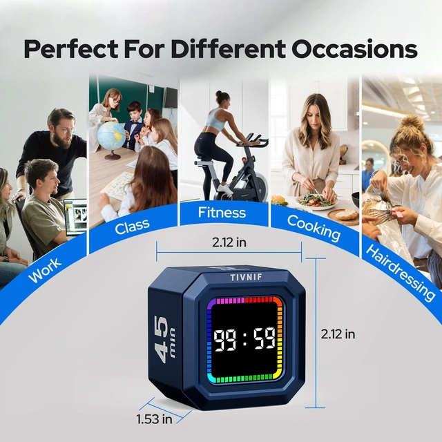 Alt view image 7 of 7 - Kitchen Timer Visual Timer for Kids Color Display Gravity Sensor Cube | Digital Pomodoro Timer with Loud Alarm, Magnetic Back, Easy Use for Cooking, Classroom, Study & Productivity