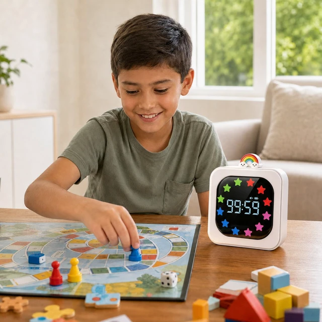 Alt view image 7 of 7 - Digital Visual Timer for Kids, Rechargeable 99-Minute Countdown with 12-Star Rainbow LED Display, 9 Color Modes, Silent Mode & Pause, Timer for Classroom, Home & Kitchen