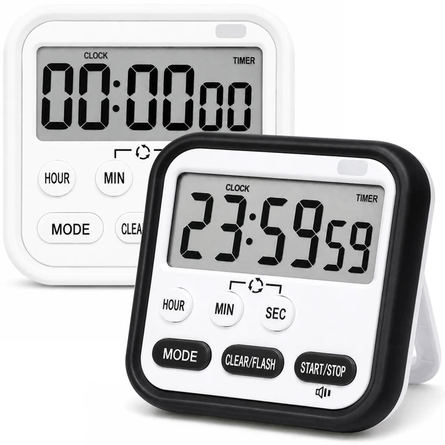 Main image of Digital Timer for Kids Classroom Kitchen Timers 24H Timer Clock Black White | Loud Alarm/Silent Mode, Count Down/Up, Large ScreenMagnetic Timers for Cooking Exercise Study Teacher Supplies