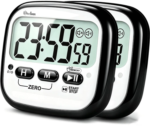 Main image of 2-Pack Magnetic Kitchen Timers for Cooking, Digital Stop Watch Countdown Timer for Kids, Teachers, Classroom, Office, Exercise - Battery Included
