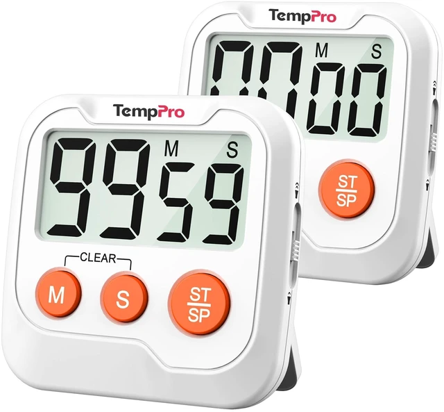 Main image of TM03 Digital Timer with 2 Alarm Volume & Strong Magnetic Back | Mini-Sized Kitchen Timers for Cooking, Digital Timer for kids & Teachers, Classroom Supplies, Exercise, Baking, Work, 2-Pack