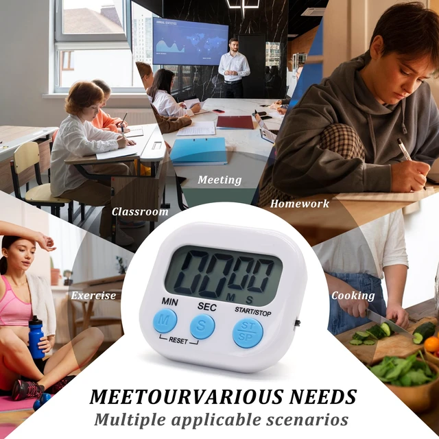 Alt view image 2 of 6 - 4 Pack Multi-Function Electronic Timer - Kitchen Timer,Magnetic Digital Timers,Big LCD Display, ON/Off Switch,Extensively Use in Cooking,Gym, Meeting, Classroom,Kitchen,Study,Work,Outdoor Activities