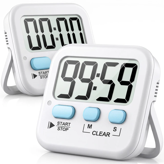 Main image of 2 Pack Digital Timer for Kids Classroom Kitchen Timers for Cooking | With 2*AAA Battery, Count Up / Down, Loud Alarm & Silent FlashLight Mode, Magnetic Back, Kickstand, School Teacher Supplies