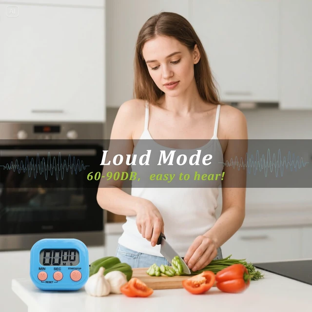 Alt view image 6 of 6 - 4 Pack Multi-Function Electronic Timer - Kitchen Timer,Magnetic Digital Timers,Big LCD Display, ON/Off Switch,Extensively Use in Cooking,Gym, Meeting, Classroom,Kitchen,Study,Work,Outdoor Activities