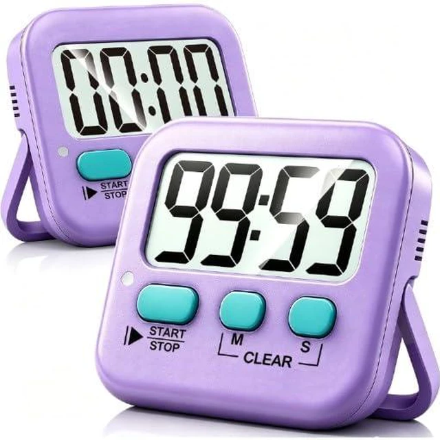Main image of 2 Pack Digital Timer for Kids Classroom Kitchen Timers for Cooking | With 2*AAA Battery, Count Up / Down, Loud Alarm & Silent FlashLight Mode, Magnetic Back, Kickstand, School Teacher Supplies