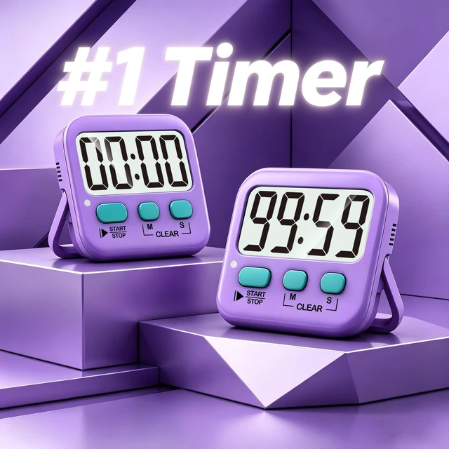 Alt view image 2 of 7 - 2 Pack Digital Timer for Kids Classroom Kitchen Timers for Cooking | With 2*AAA Battery, Count Up / Down, Loud Alarm & Silent FlashLight Mode, Magnetic Back, Kickstand, School Teacher Supplies